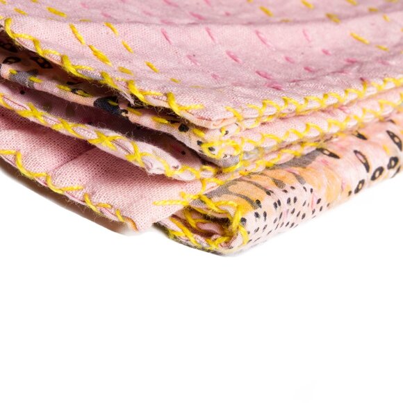 Taj Hotel Home Decor Kantha Cotton Throw | 1-Piece | Multicolor | 50"x70" - Picture 2 of 2